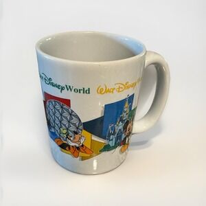 Vintage Walt Disney World Mom Mug Four Parks One World Mickey Pluto Donald Goofy